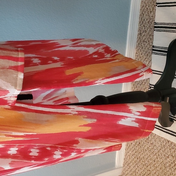 CHICOS Warm print essential cardigan orange red pattern size 2 or M/L - Picture 6 of 12